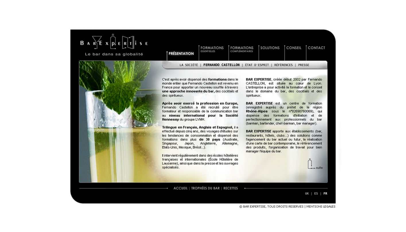 Web design bannière site Bar Expertise