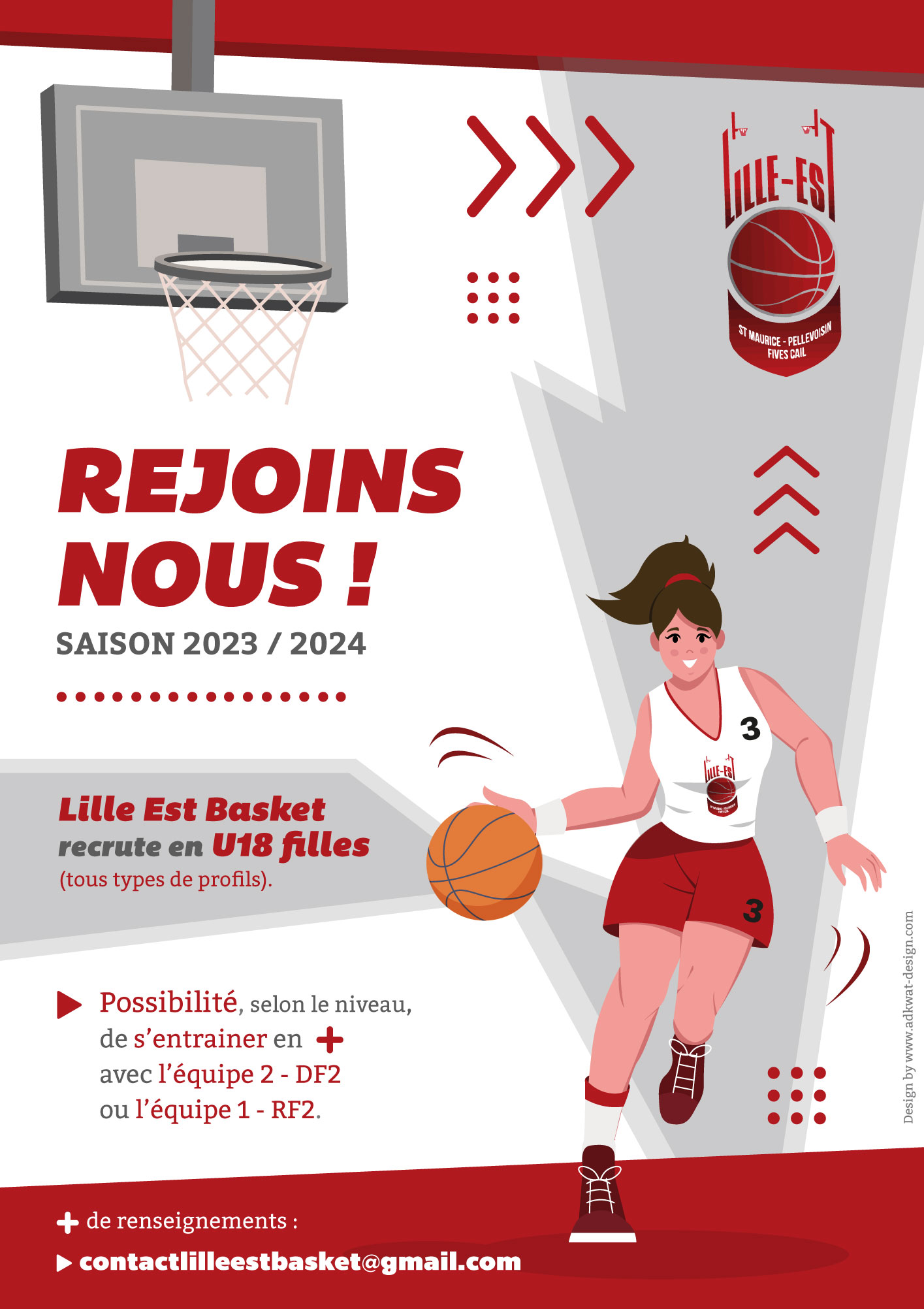 Graphisme affiche Lille Est Basket 2023