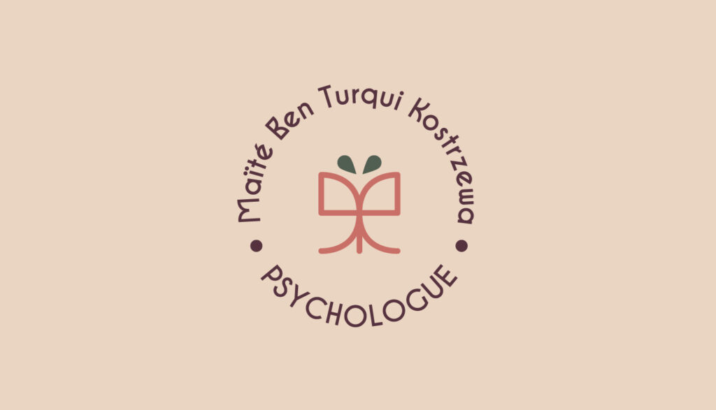 Logo identite visuelle psychologue Maite BTK fond beige